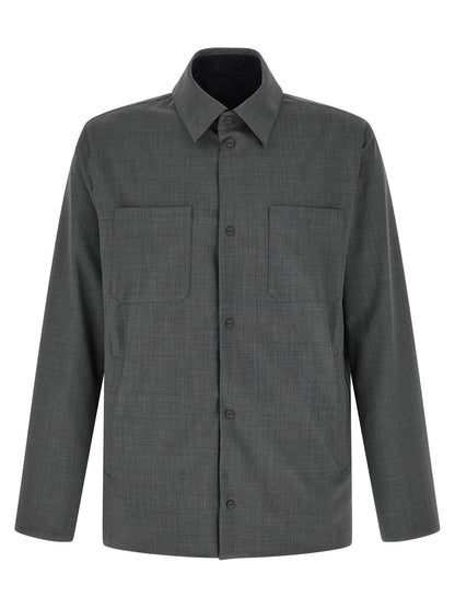 Overcoat by Herno for men in nylon polyester wool gray showcases a architectural silhouette, artfully detailed with a distinctive and functional pockets for a architectural finish.