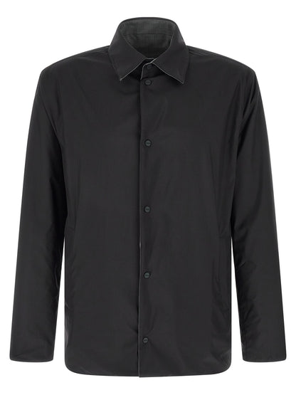 Overcoat by Herno for men in nylon polyester wool gray features a cosy chic silhouette, artfully detailed with a sophisticated and premium pockets for a cosy chic finish.