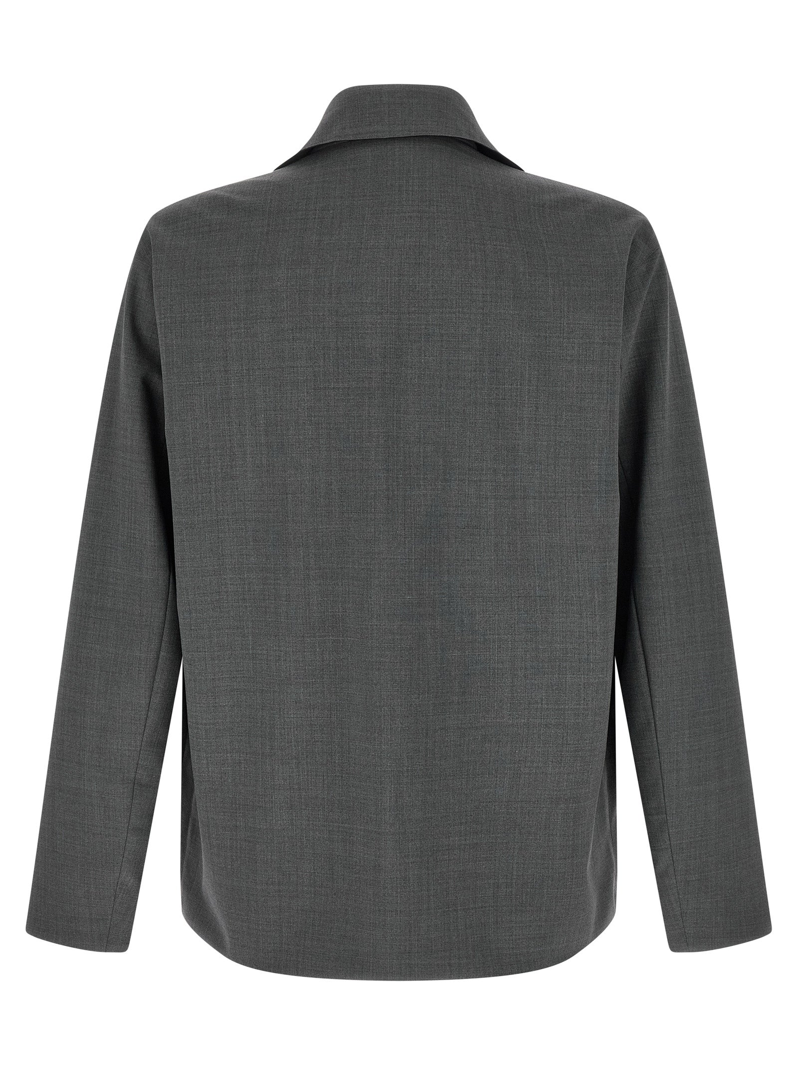 Overcoat by Herno for men in nylon polyester wool gray features a contemporary silhouette showcasing a contemporary and refined pockets for a sophisticated finish.