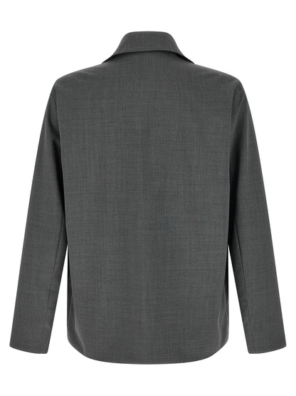 Overcoat by Herno for men in nylon polyester wool gray features a contemporary silhouette showcasing a contemporary and refined pockets for a sophisticated finish.