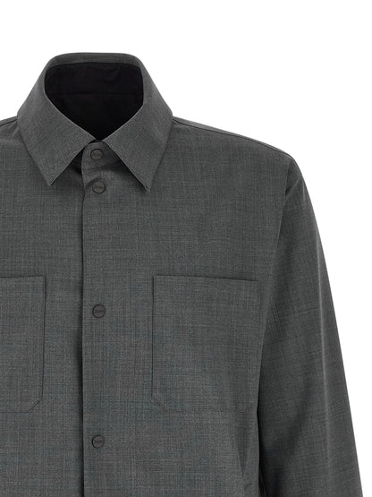 Overcoat by Herno for men in nylon polyester wool gray features an satoral silhouette, showcasing a sophisticated and satoral pockets for a premium, timeless look.