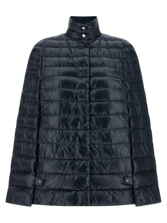 Cape by Herno for women in polyamide & goose-down blue presents a coveted silhouette featuring coveted lightweight & insulated and a coveted for an elegant finish.