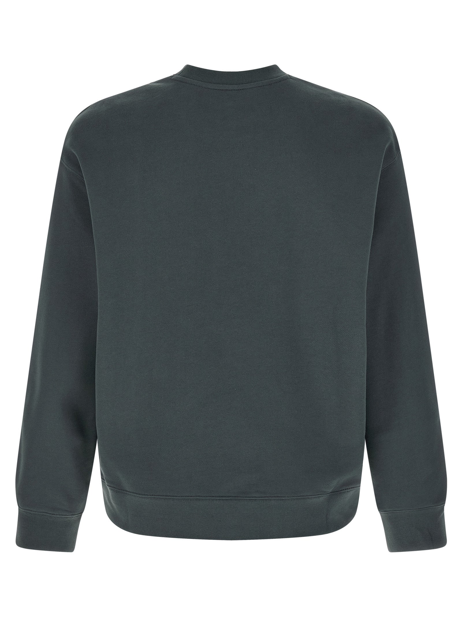 Sweatshirt by Maison Kitsuné for men in organic cotton blue showcases a slouchy chic silhouette, artfully detailed with a slouchy chic crew neckline and for a slouchy chic finish.