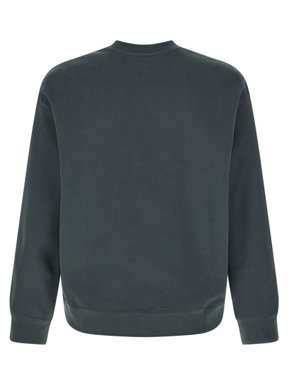 Sweatshirt by Maison Kitsuné for men in organic cotton blue showcases a slouchy chic silhouette, artfully detailed with a slouchy chic crew neckline and for a slouchy chic finish.