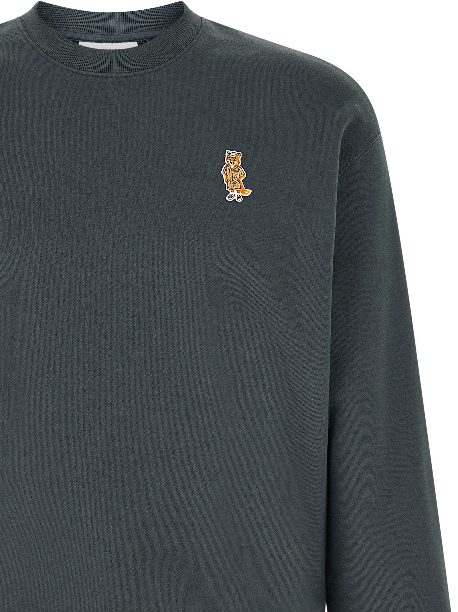 Sweatshirt by Maison Kitsuné for men in organic cotton blue features an exquisite silhouette, showcasing and crew neckline details for a exquisite look.