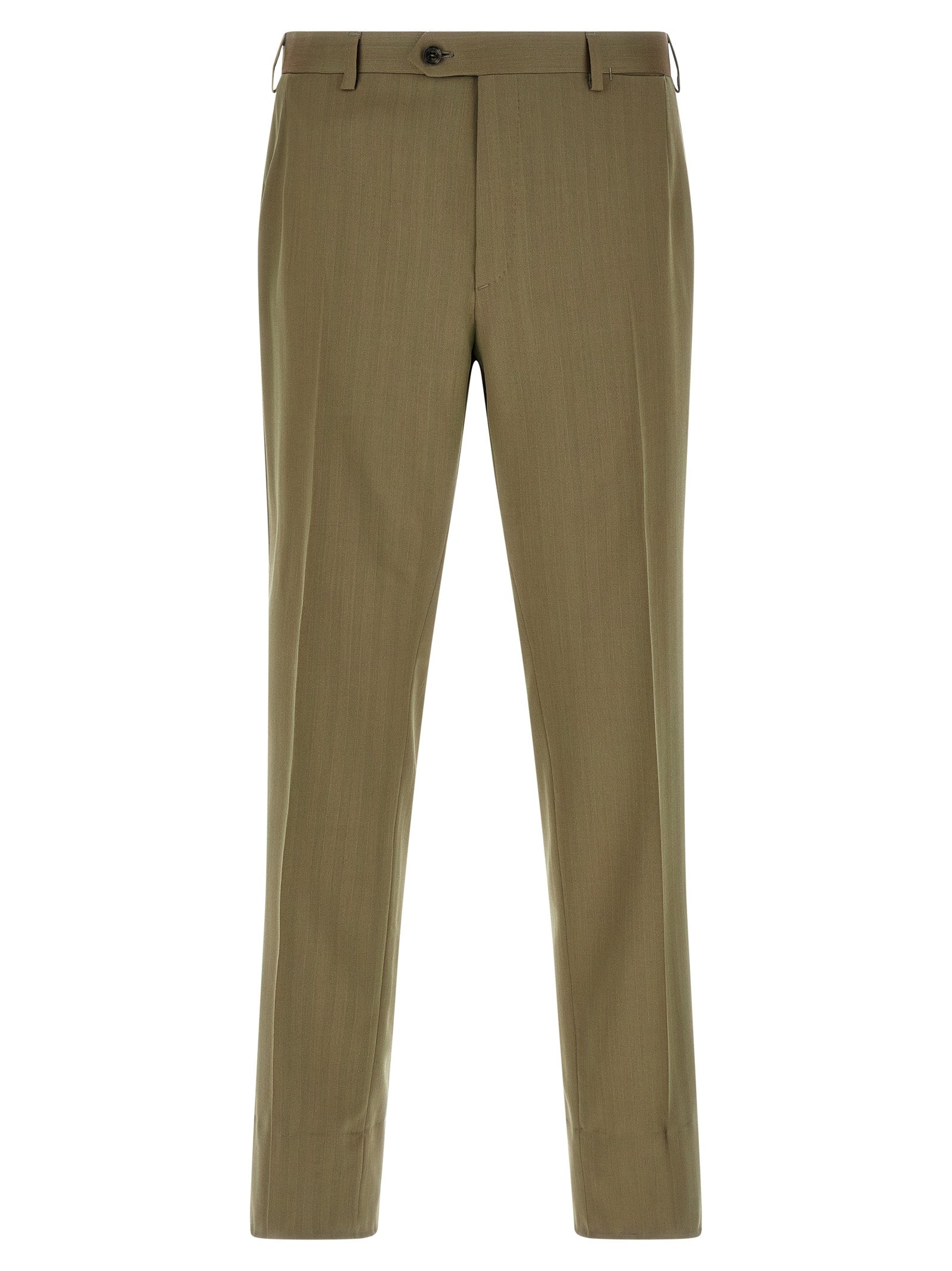 This Pant Suit by Brioni for men in cupro wool bicolour, green & herringbone presents a discerning silhouette, featuring a sophisticated and a discerning slim for a refined and polished look.