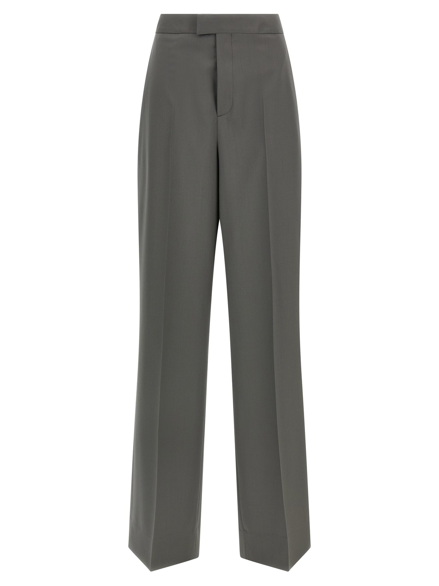 Trousers by Armarium for women in virgin wool gray features a tailored silhouette with a tailored wide, defined by its long and a sophisticated .