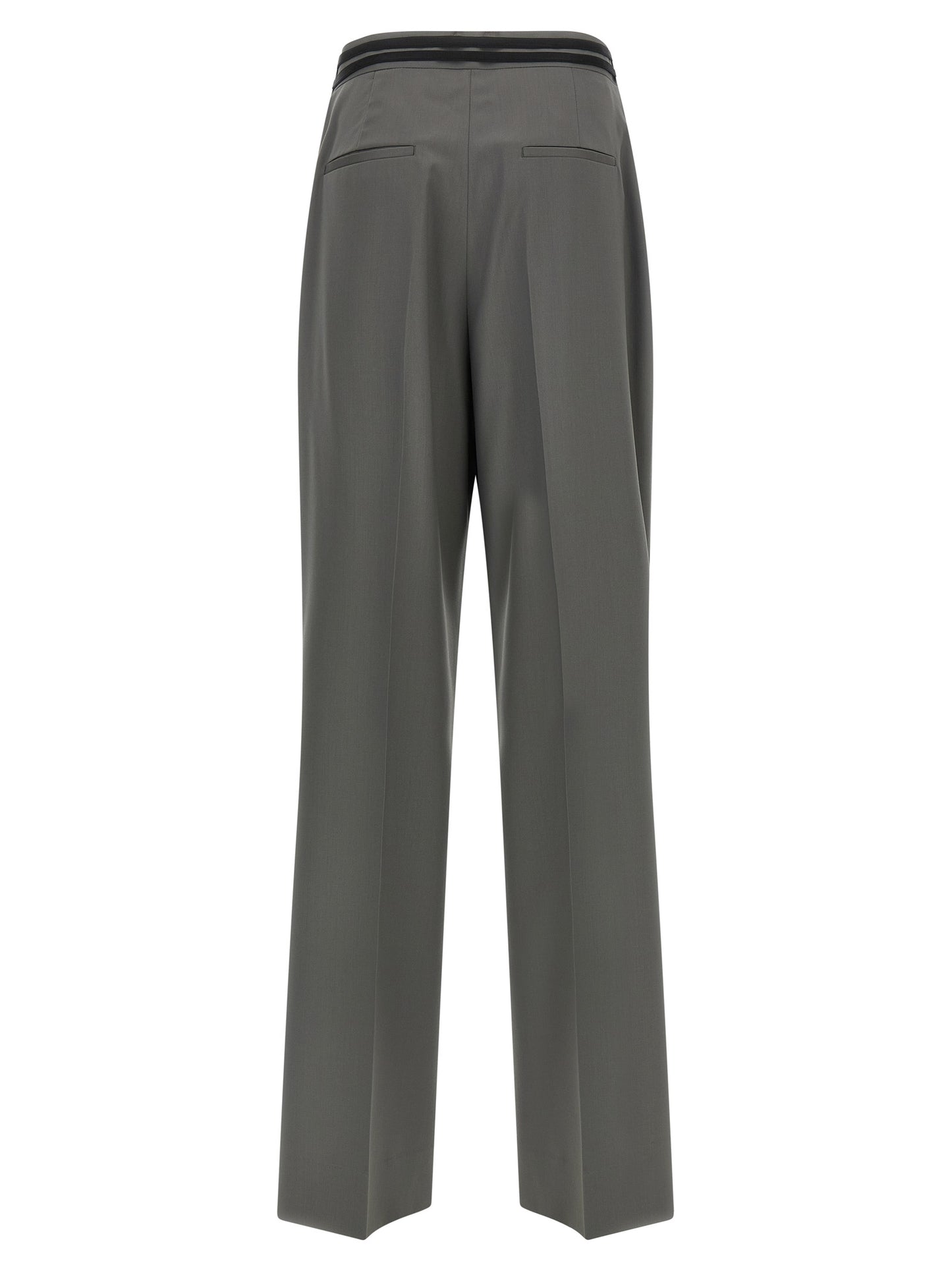 Trousers by Armarium for women in virgin wool gray features a artisanal silhouette, showcasing a sophisticated wide with a long and for a artisanal finish.