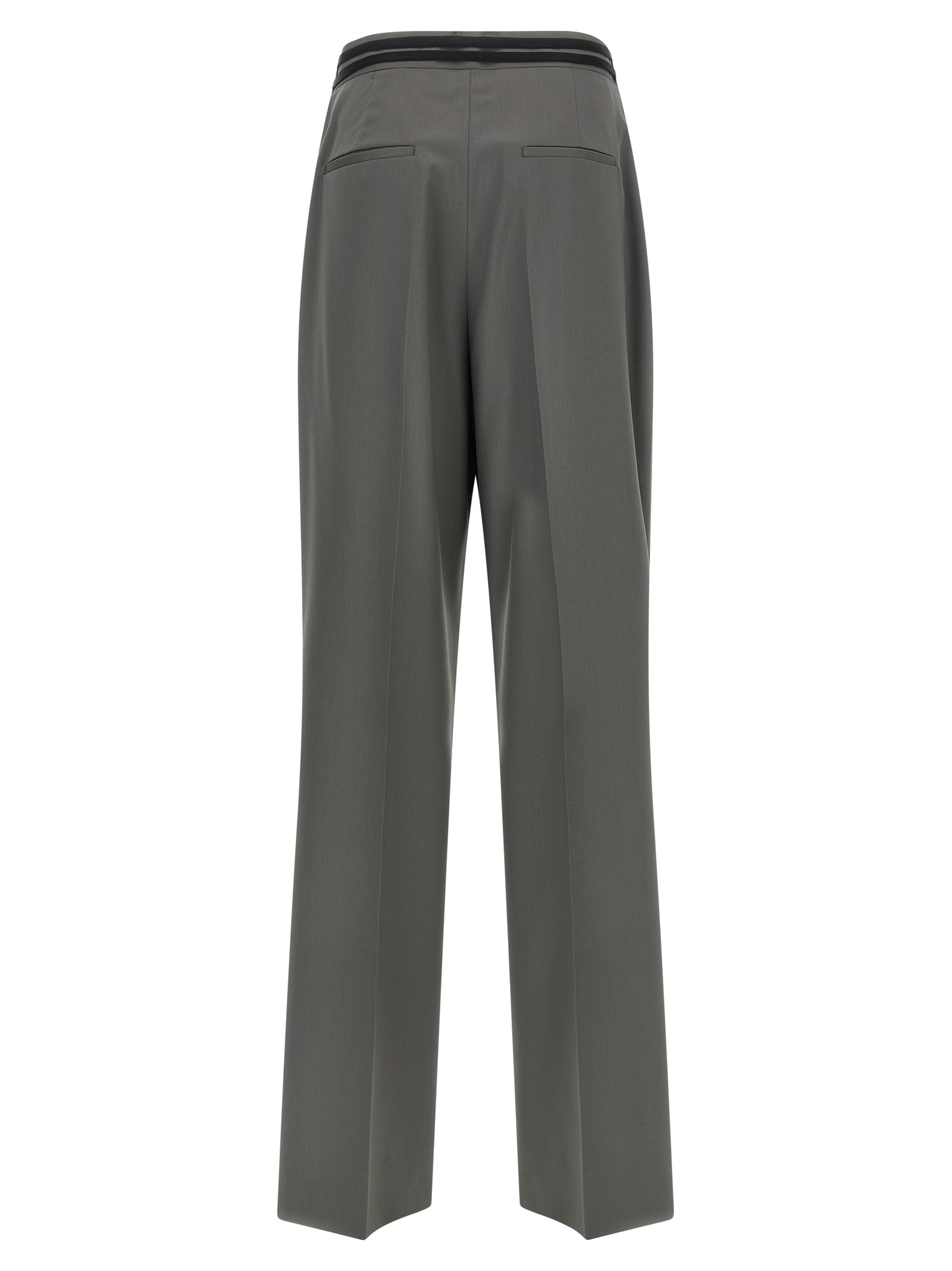 Trousers by Armarium for women in virgin wool gray features a artisanal silhouette, showcasing a sophisticated wide with a long and for a artisanal finish.