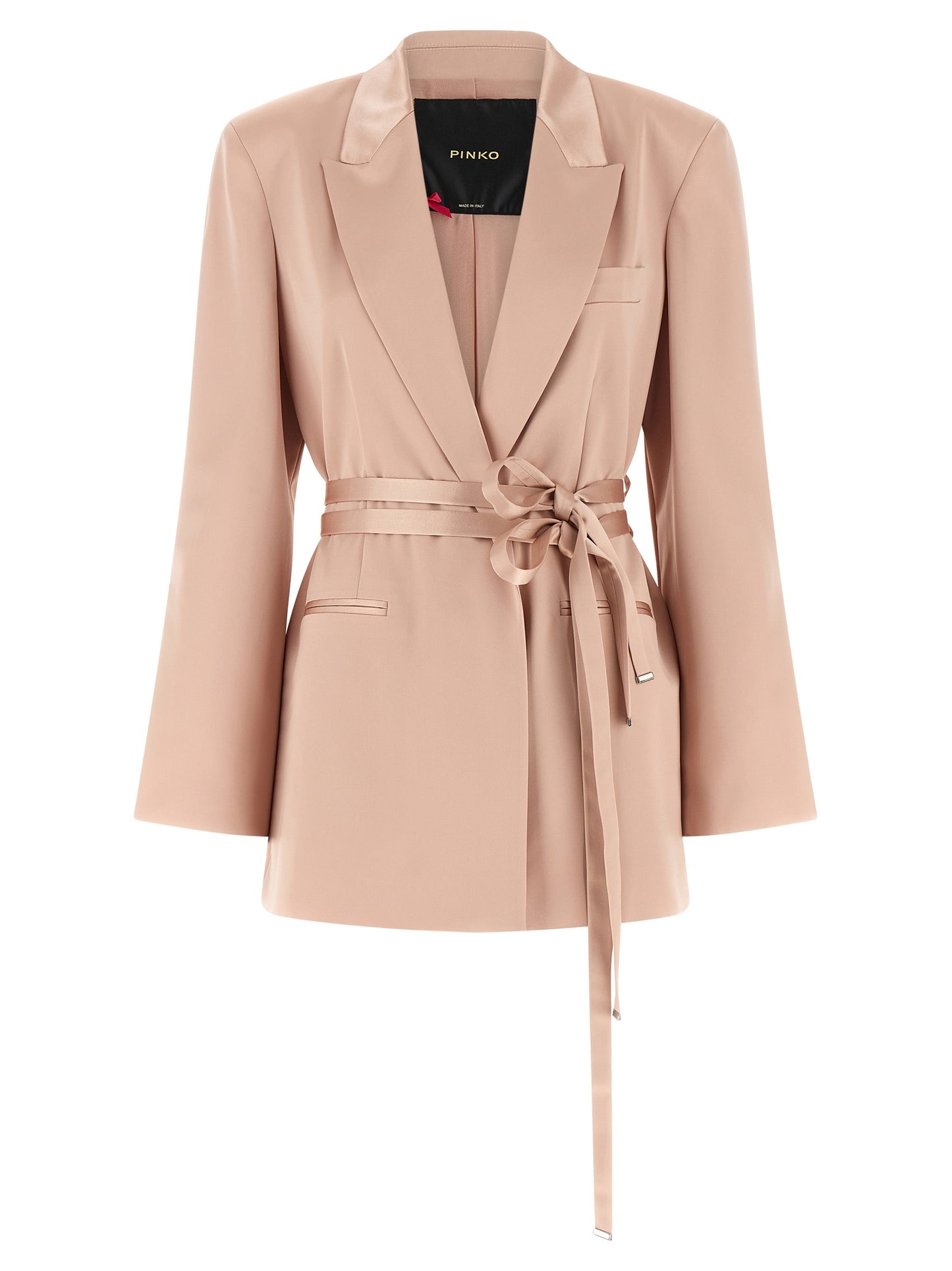 Blazer by PINKO for women in polyester satin multicolor & pink features an stylish silhouette, showcasing a sophisticated v-neck neckline and stylish for a truly stylish finish.