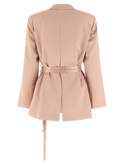 This Blazer by PINKO for women in polyester satin multicolor & pink presents a tailored silhouette, meticulously tailored with a tailored v-neck neckline and distinctive for a tailored finish.