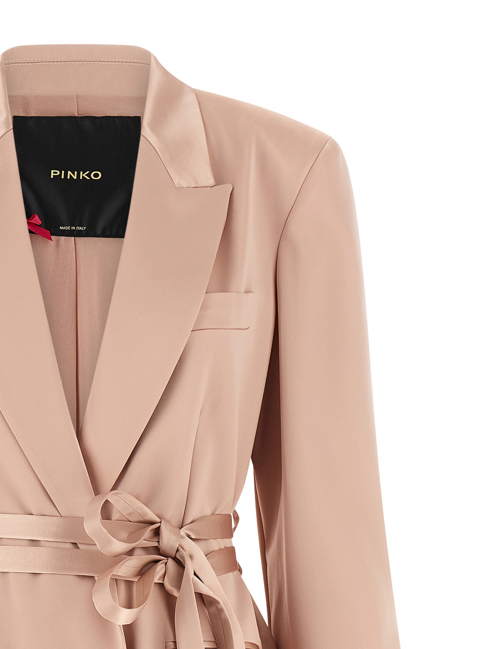Blazer by PINKO for women in polyester satin multicolor & pink showcases a discerning silhouette, elegantly detailed with a sophisticated v-neck neckline and premium for a truly discerning finish.