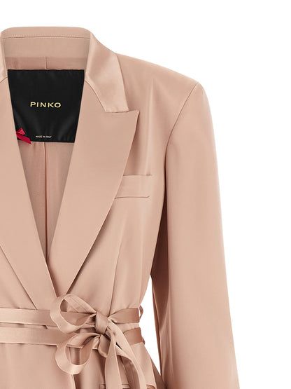 Blazer by PINKO for women in polyester satin multicolor & pink showcases a discerning silhouette, elegantly detailed with a sophisticated v-neck neckline and premium for a truly discerning finish.
