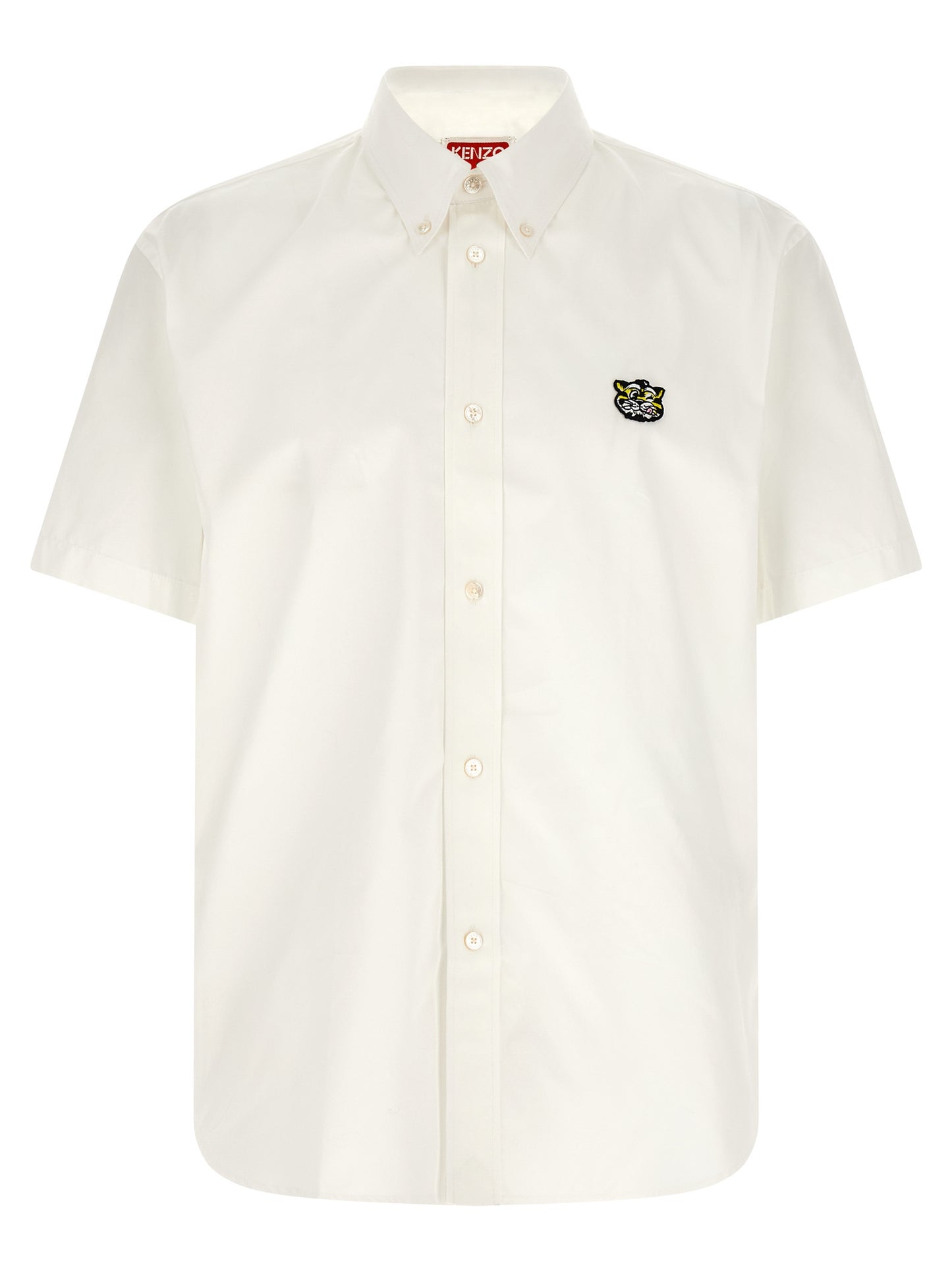 Shirt by Kenzo for men in cotton white presents a discerning silhouette, showcasing a sophisticated and short-sleeve for a truly discerning finish.