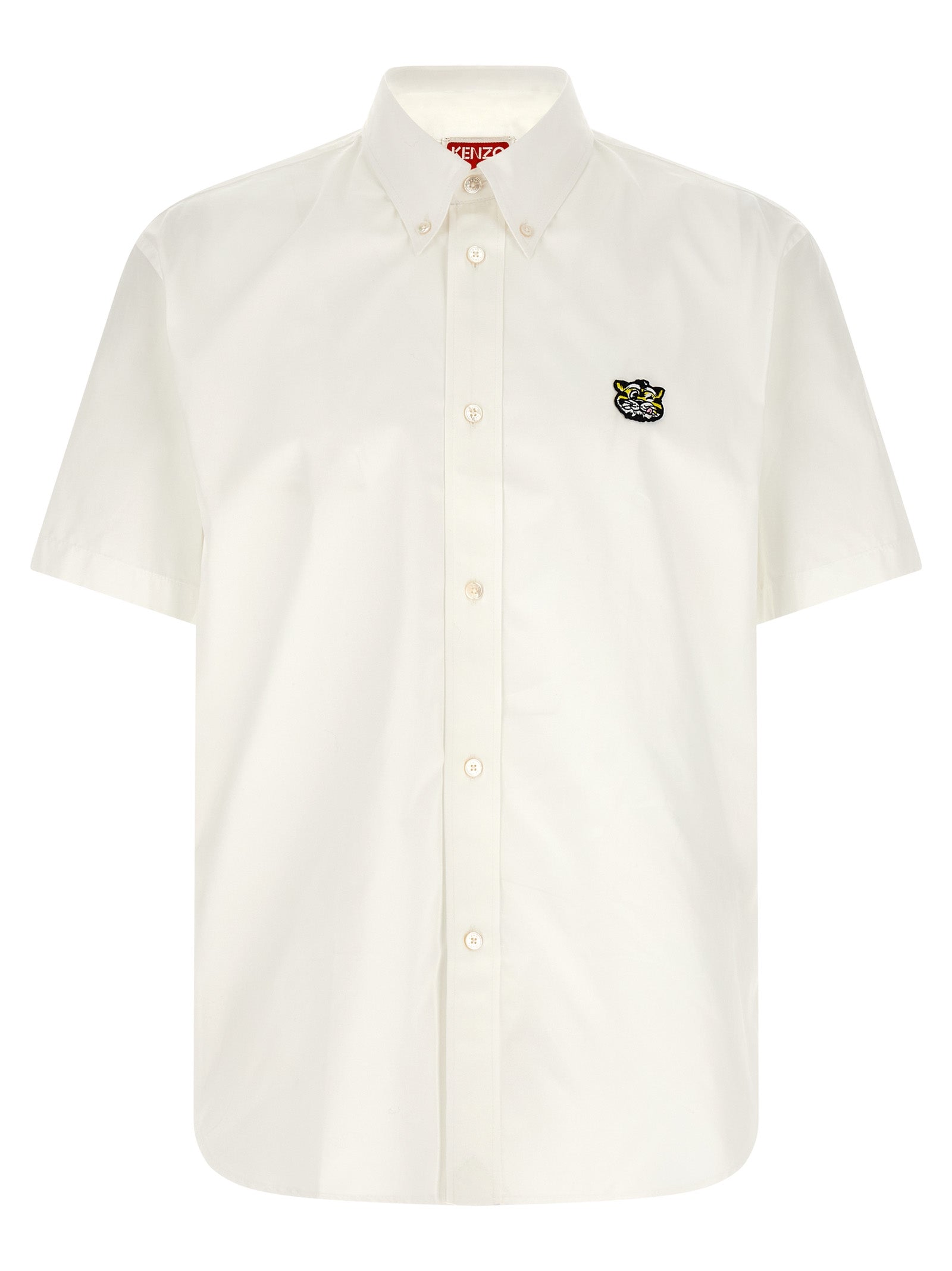 Shirt by Kenzo for men in cotton white presents a discerning silhouette, showcasing a sophisticated and short-sleeve for a truly discerning finish.