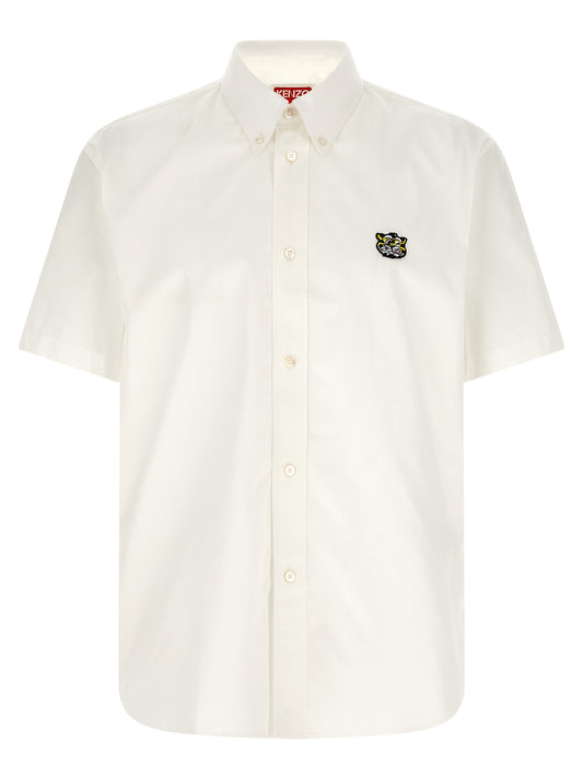 Shirt by Kenzo for men in cotton white presents a discerning silhouette, showcasing a sophisticated and short-sleeve for a truly discerning finish.