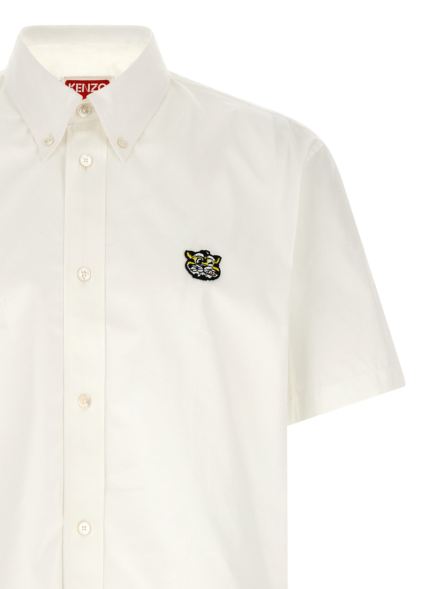 Shirt by Kenzo for men in cotton white showcases a sharp silhouette, elegantly detailed with a sharp and sharp .