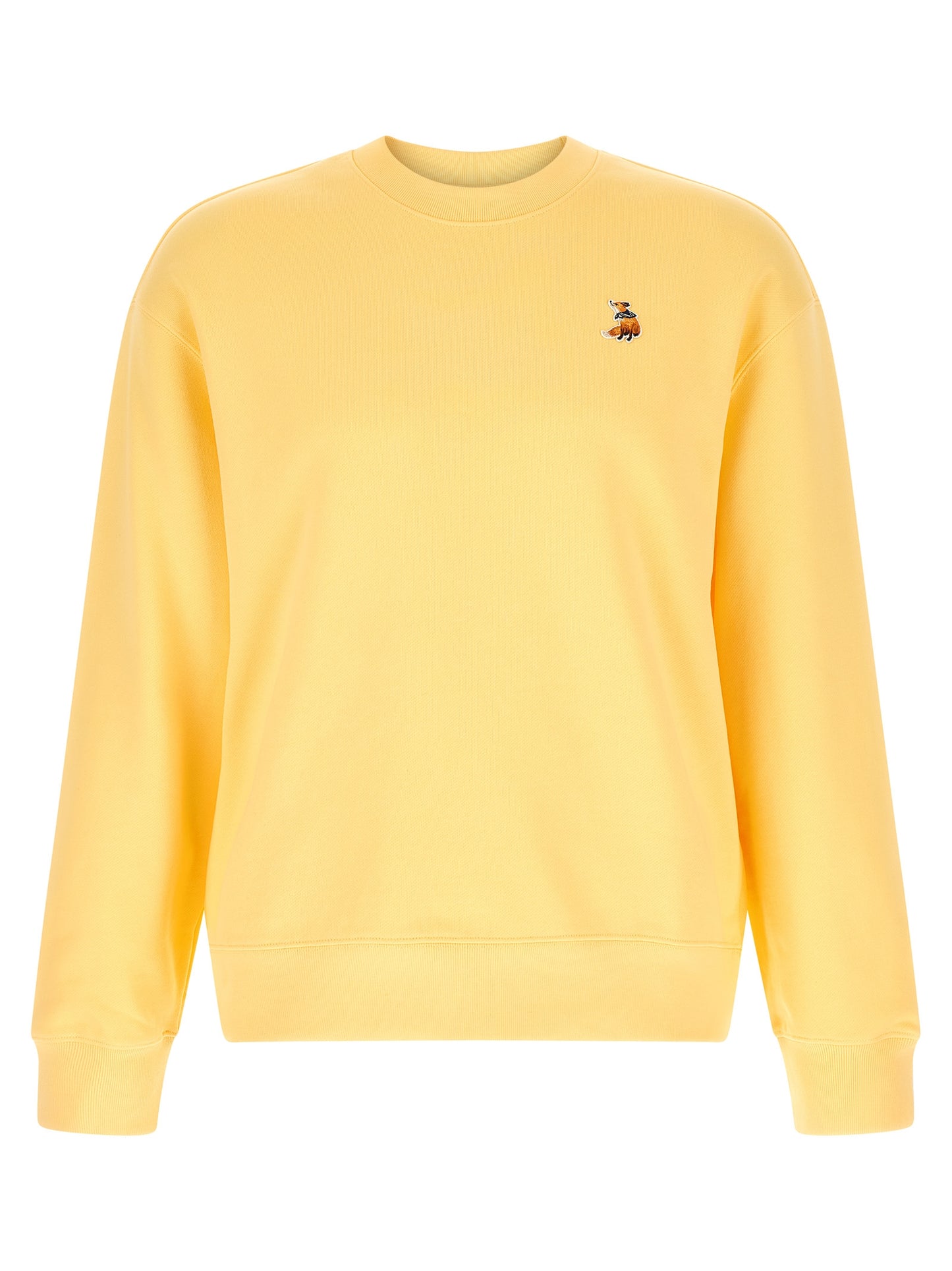 Sweatshirt by Maison Kitsuné for men in organic cotton bicolour & yellow presents a smart casual silhouette, featuring a smart casual crew neckline and long-sleeve for a sophisticated look.