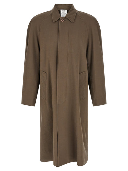 Magliano Men's Padded Single Breasted Polyamide & Virgin Wool Trench Coat - Beige Herringbone