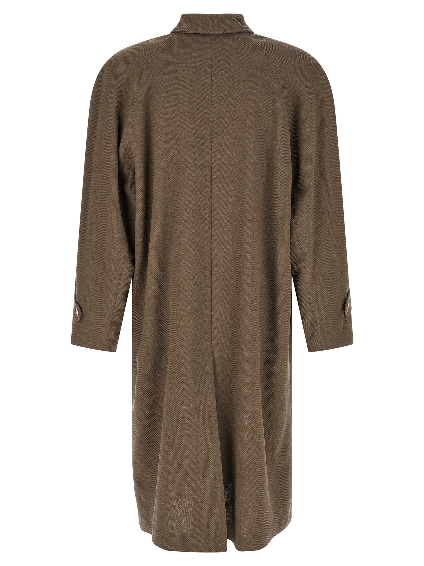 Magliano Men's Padded Single Breasted Polyamide & Virgin Wool Trench Coat - Beige Herringbone