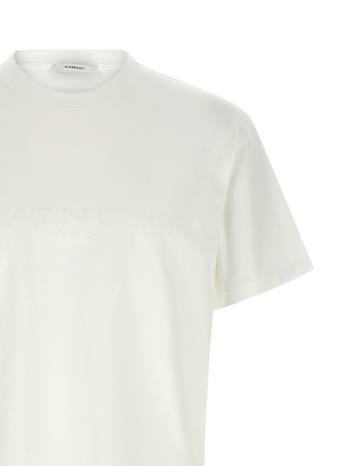 T-Shirt by Givenchy for men in cotton & silk white & jacquard features a plush silhouette, showcasing a sophisticated crew neckline and for a truly plush finish.