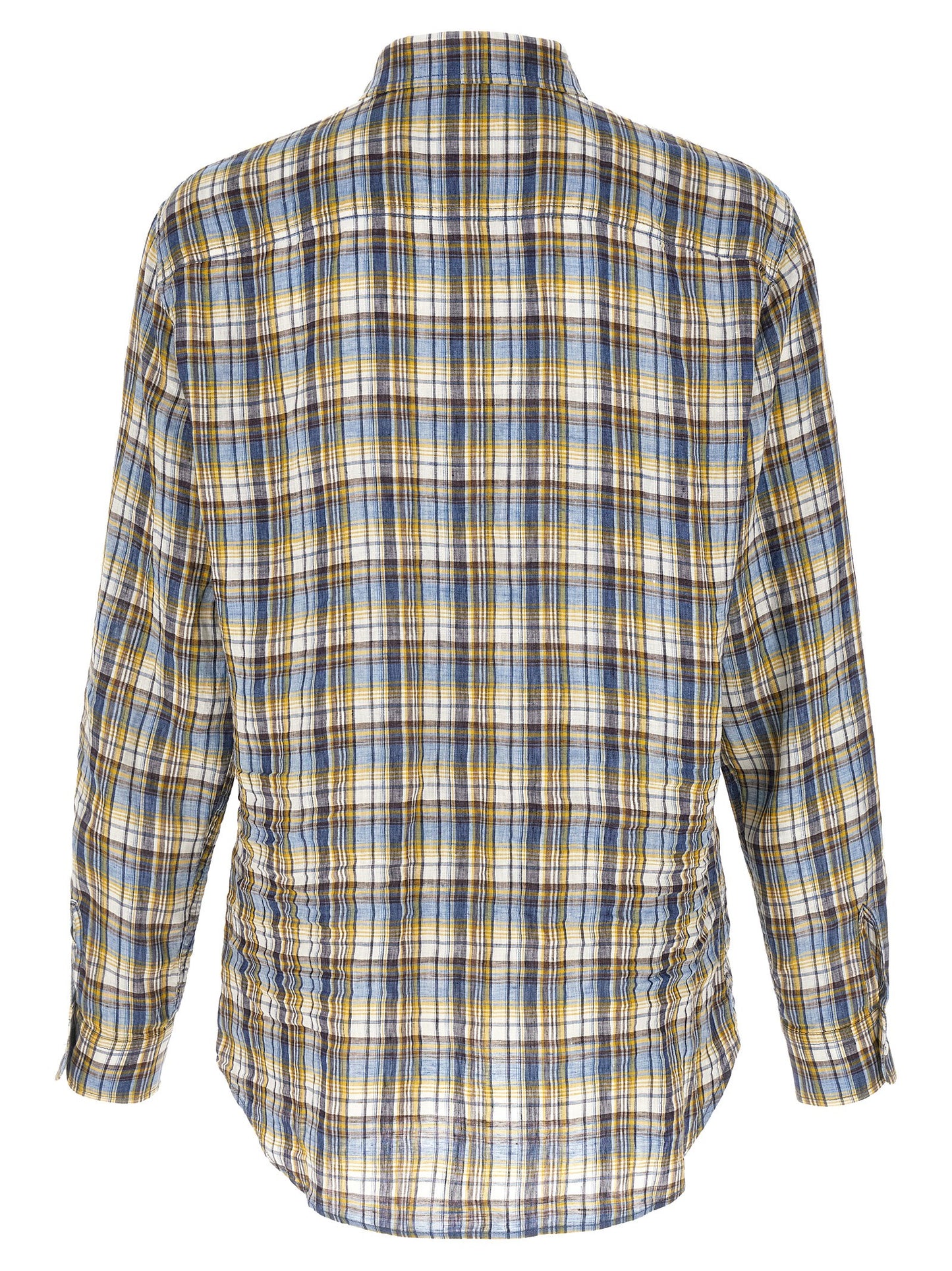Shirt by Dsquared² for men in linen multicolor & plaid showcases a sleek silhouette, elegantly detailed with a sleek and for a sleek finish.