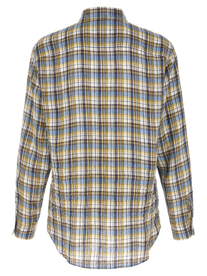 Shirt by Dsquared² for men in linen multicolor & plaid showcases a sleek silhouette, elegantly detailed with a sleek and for a sleek finish.