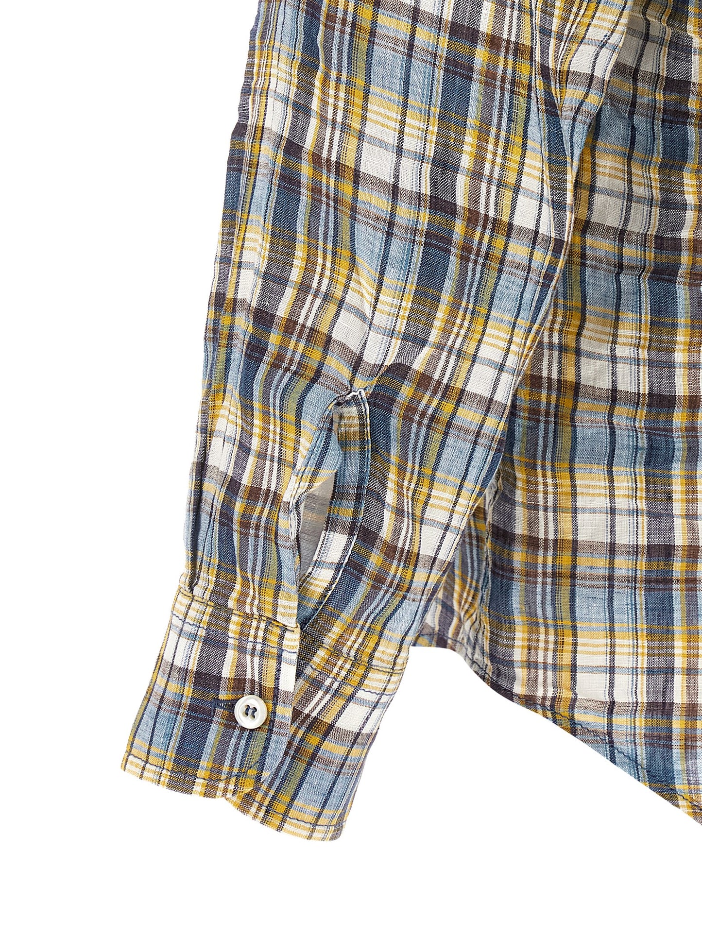Shirt by Dsquared² for men in linen multicolor & plaid showcases a sharp silhouette, elegantly detailed with a sharp and sharp .