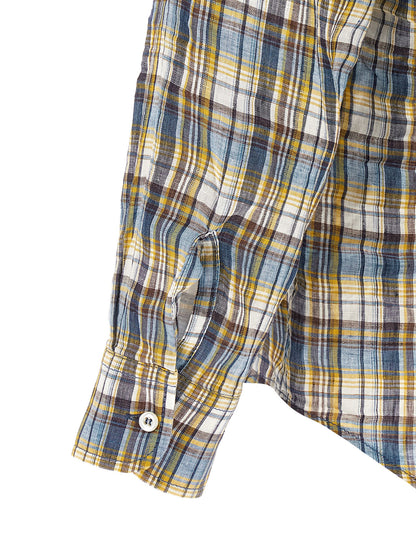 Shirt by Dsquared² for men in linen multicolor & plaid showcases a sharp silhouette, elegantly detailed with a sharp and sharp .
