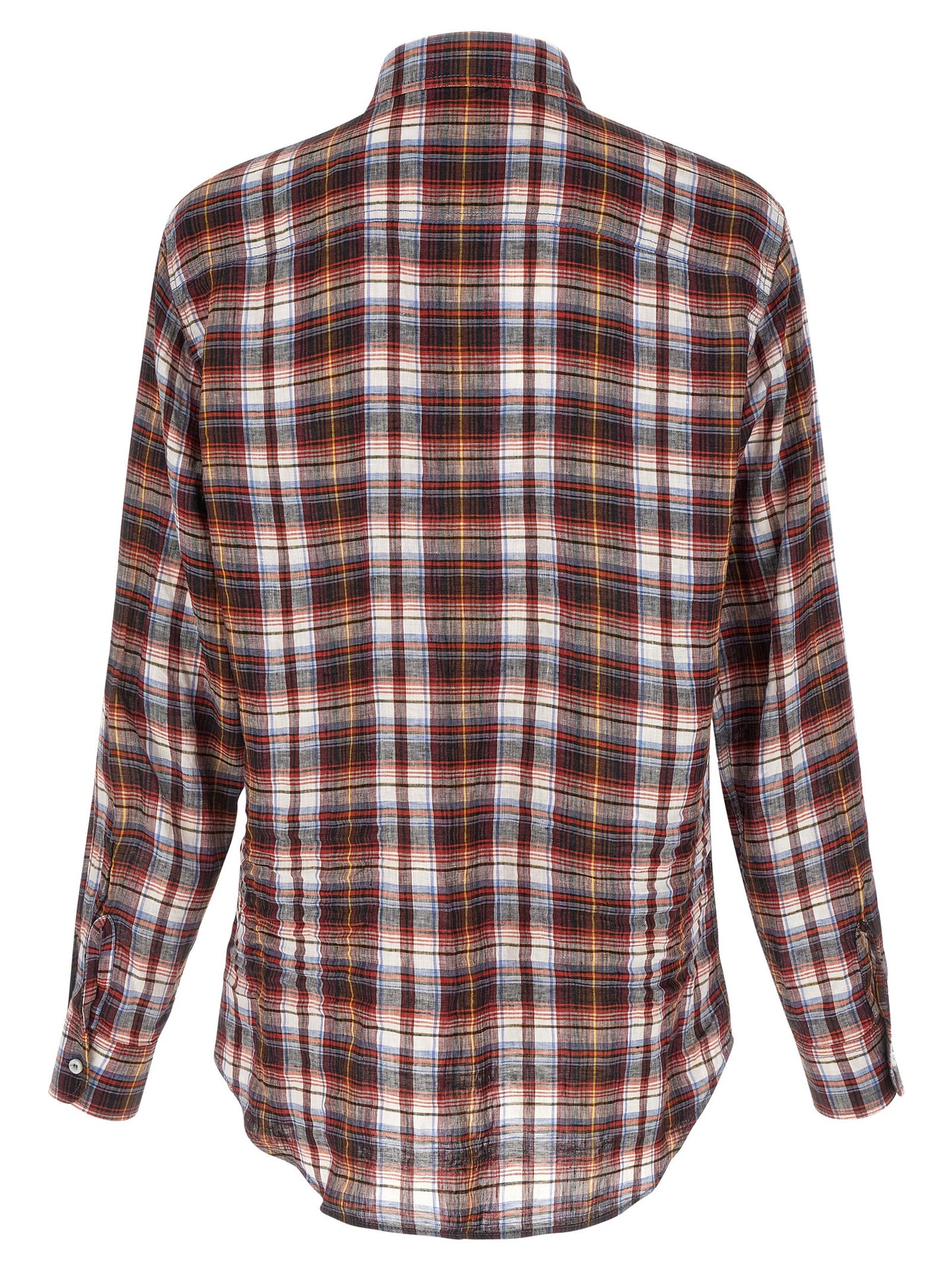 Shirt by Dsquared² for men in linen multicolor, red & plaid, featuring a nuanced and nuanced for a sophisticated finish.