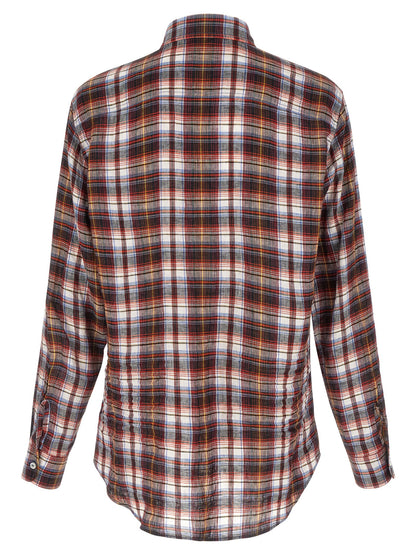 Shirt by Dsquared² for men in linen multicolor, red & plaid, featuring a nuanced and nuanced for a sophisticated finish.