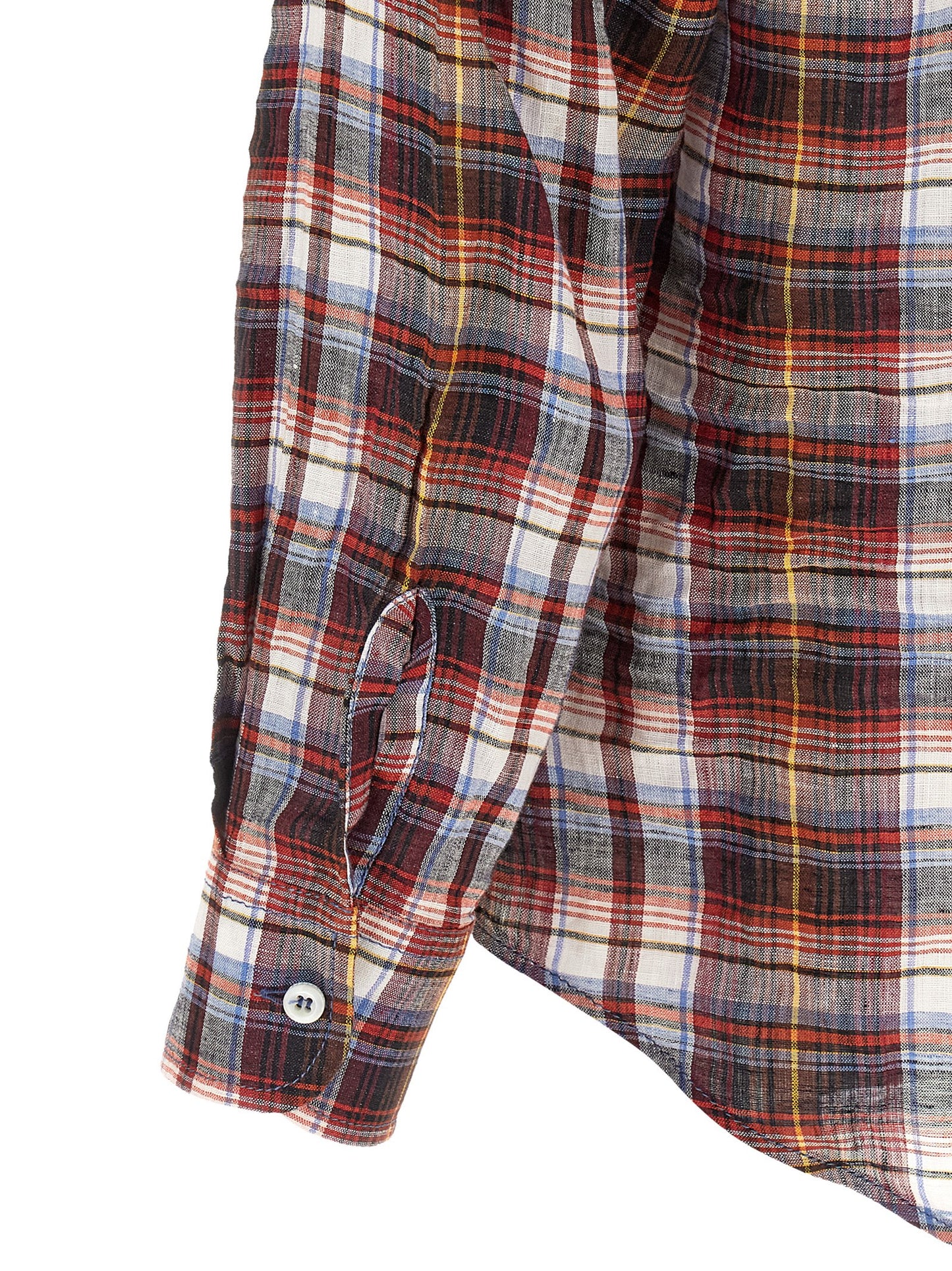 Shirt by Dsquared² for men in linen multicolor, red & plaid showcases a sharp silhouette, elegantly detailed with a sharp and sharp .