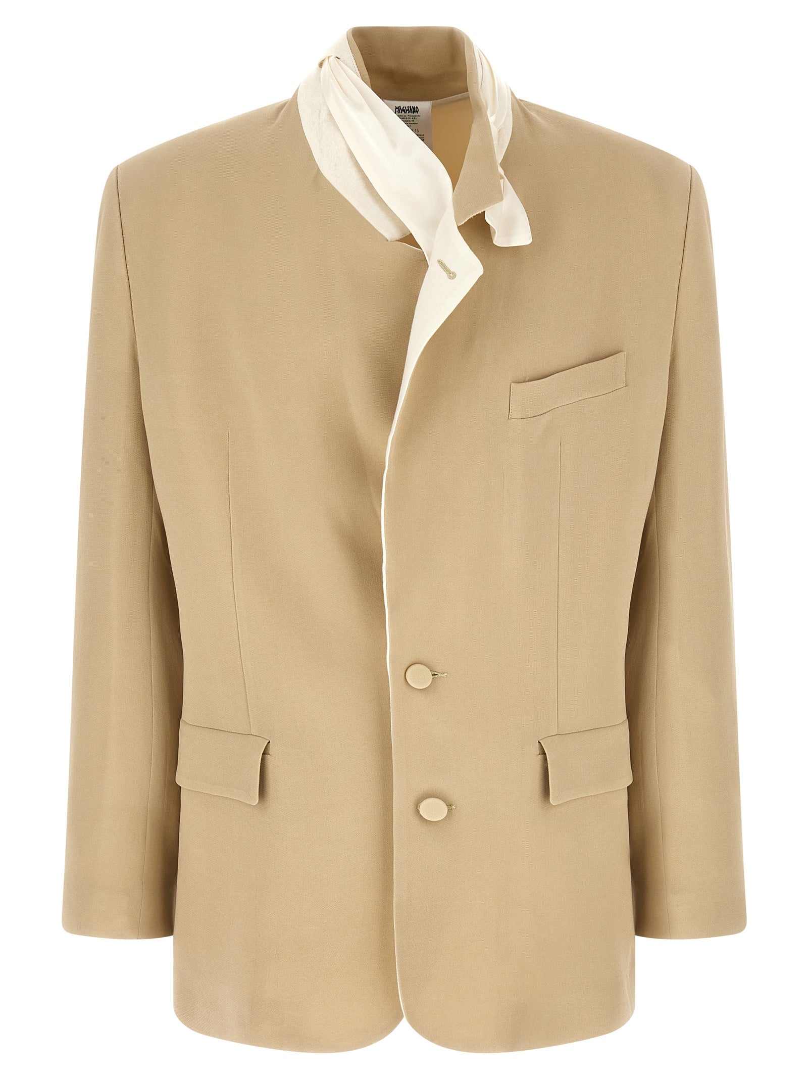 Blazer by Magliano for men in viscose linen & cupro beige & monogram features an crisp silhouette with sophisticated and a crisp for a truly crisp finish.