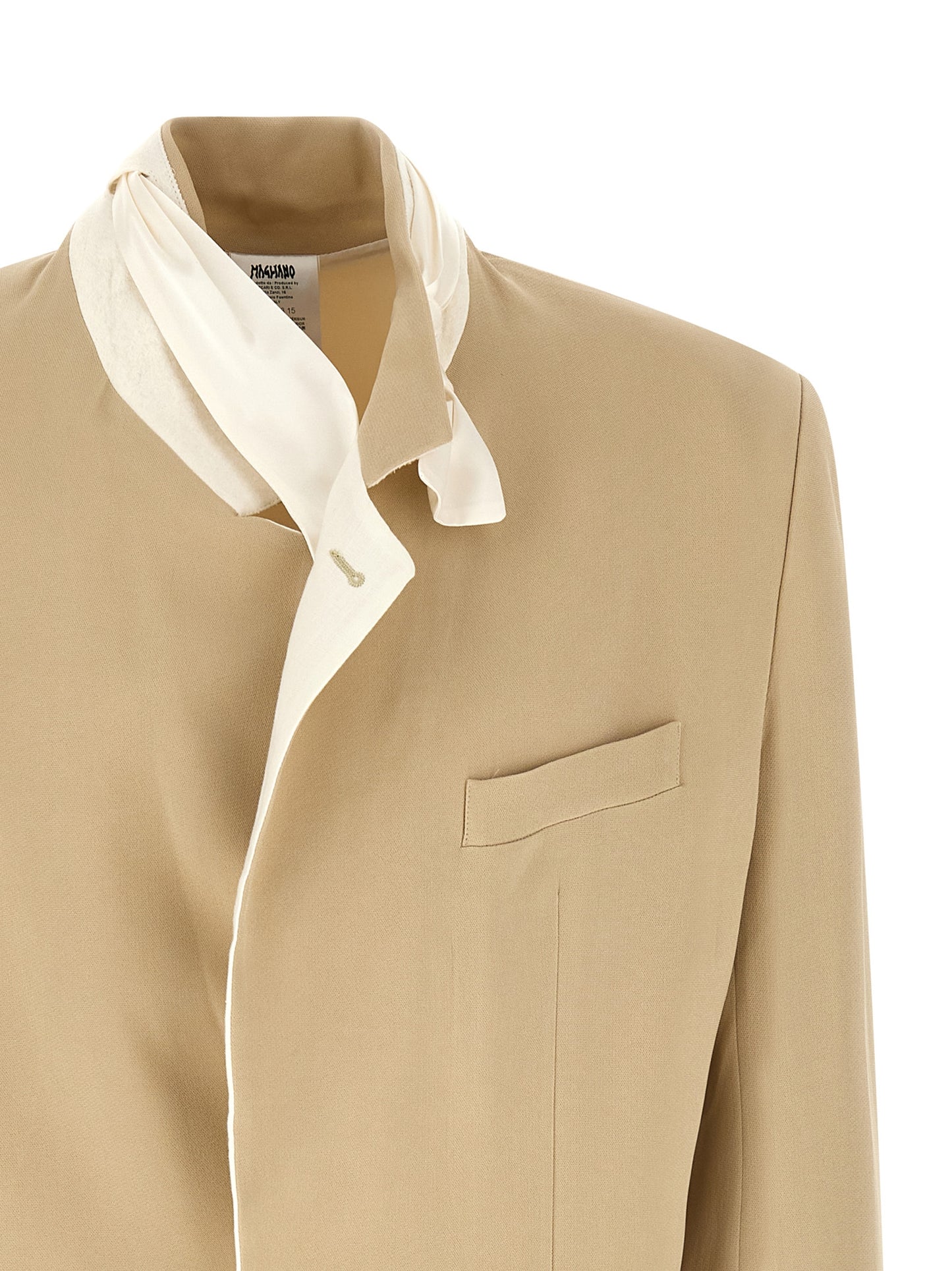Blazer by Magliano for men in viscose linen & cupro beige & monogram features an crisp silhouette with sophisticated and a crisp for a truly crisp finish.