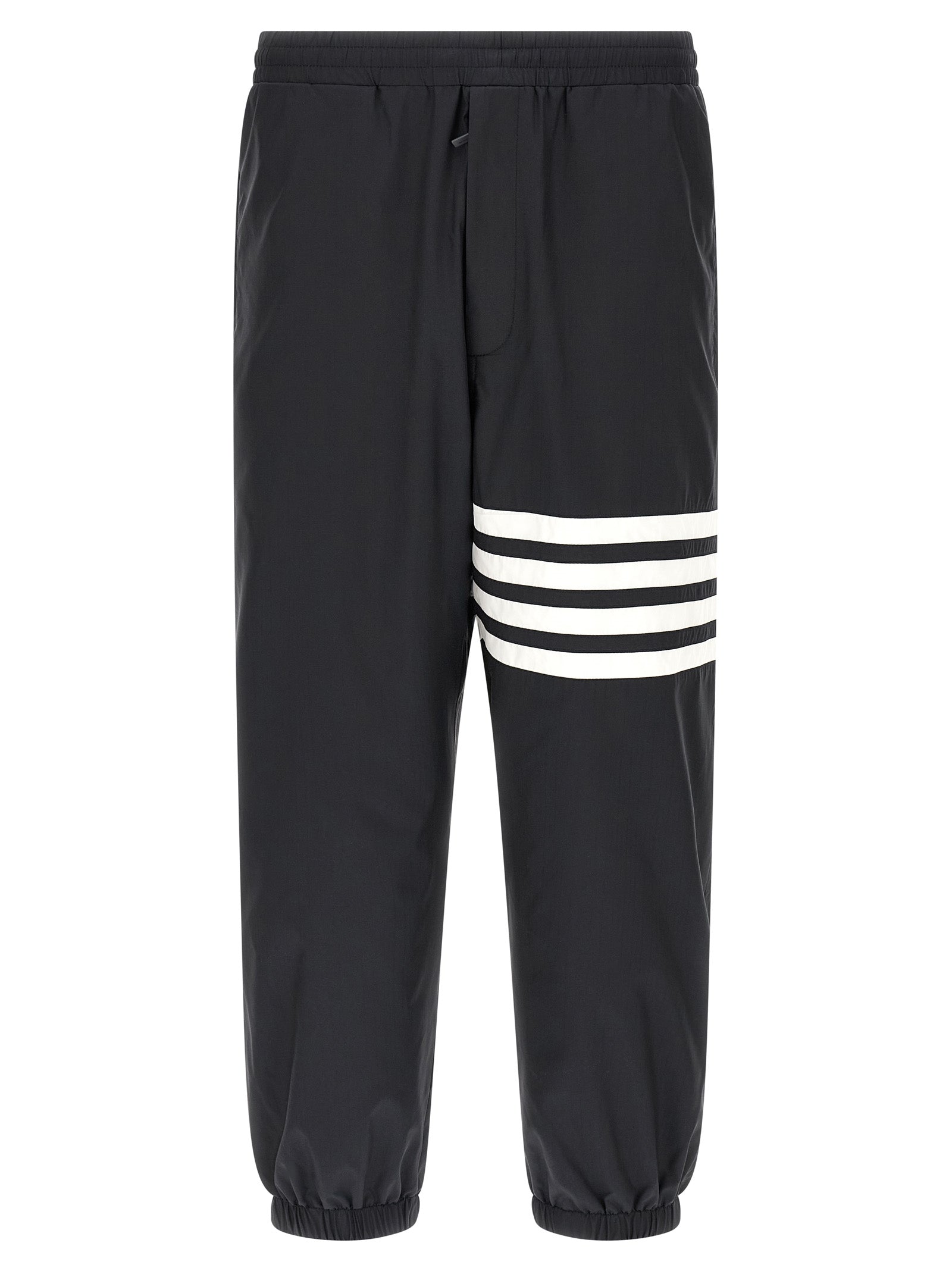 Joggers by Thom Browne for men in polyamide & polyester blue & print features an sophisticated and straight-leg with a precise long, creating a sophisticated and sophisticated silhouette.