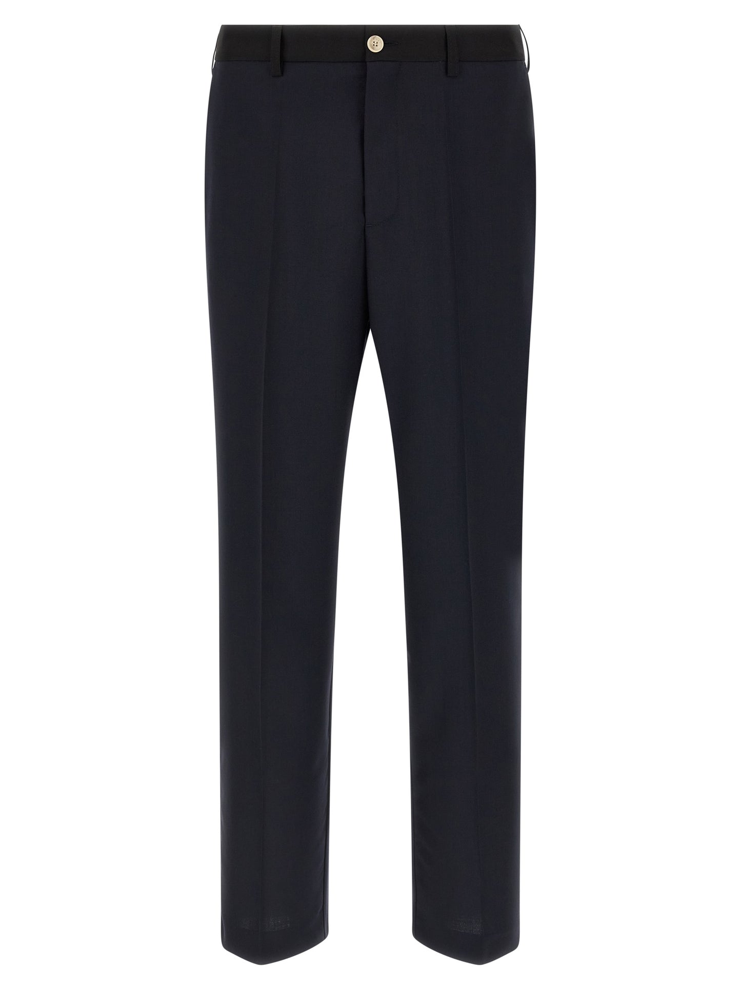 Casual Pants by Marni for men in virgin wool blue features a polished silhouette with a polished straight-leg, reaching a polished long and finished with a polished .