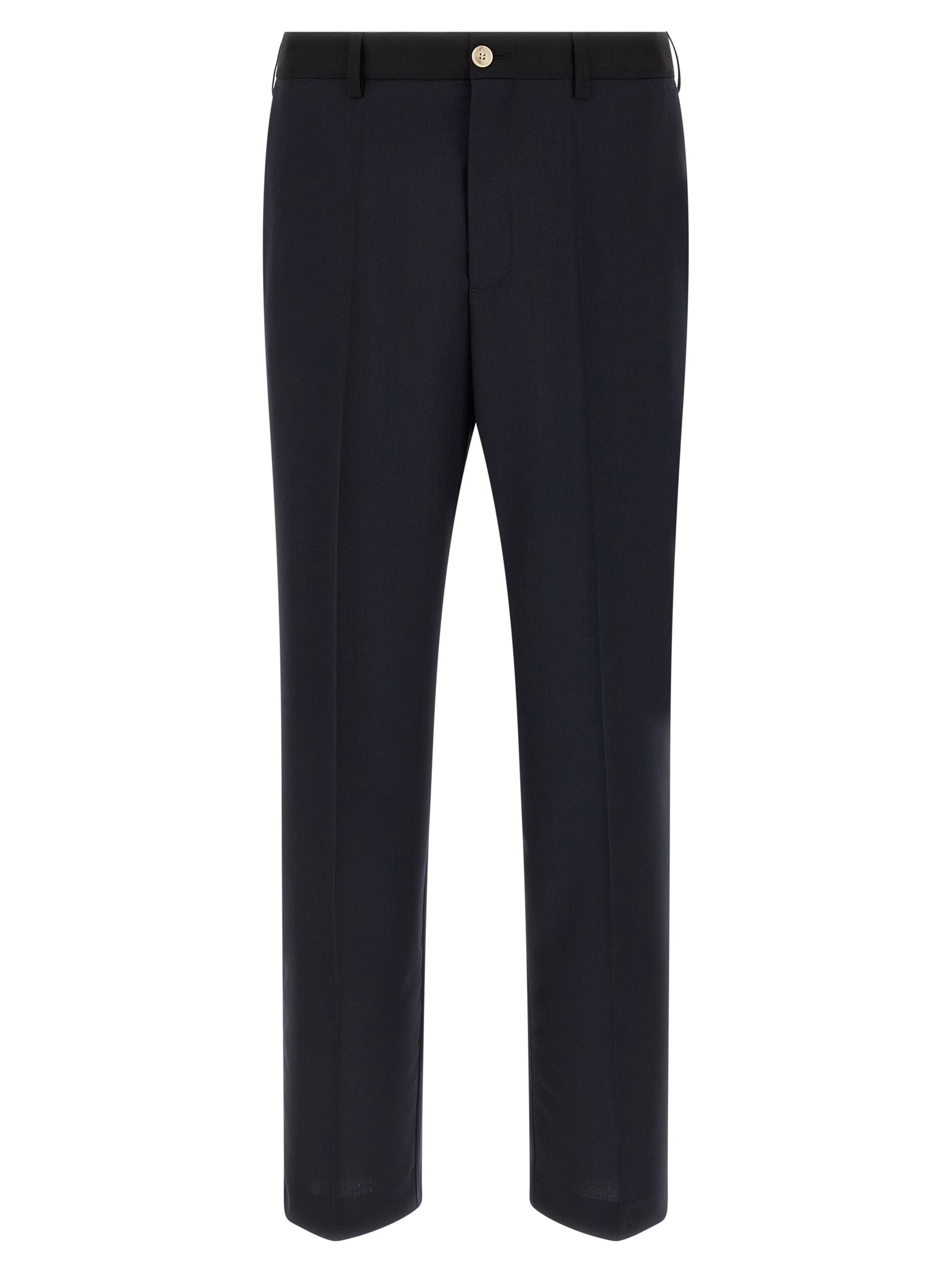 Casual Pants by Marni for men in virgin wool blue features a polished silhouette with a polished straight-leg, reaching a polished long and finished with a polished .