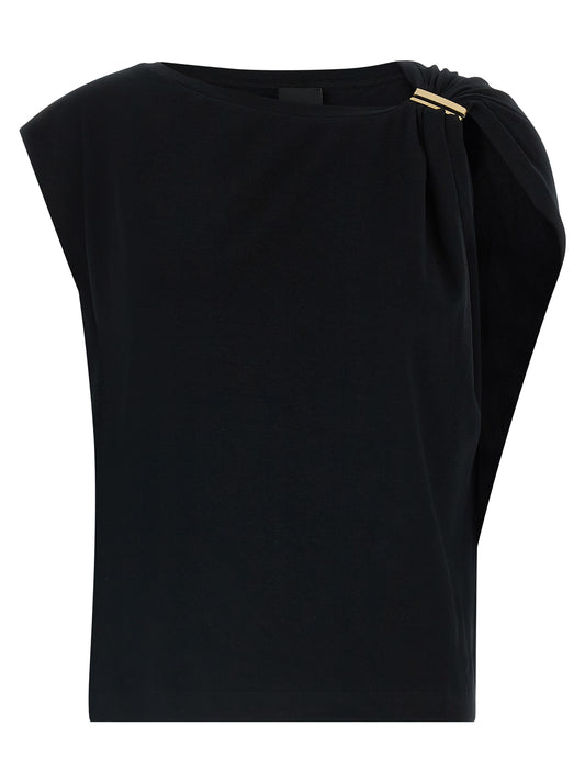 Tank Top by PINKO for women in stretch cotton black & gold features an bespeak silhouette, showcasing an bespeak sleeveless and bespeak for a truly sophisticated look.