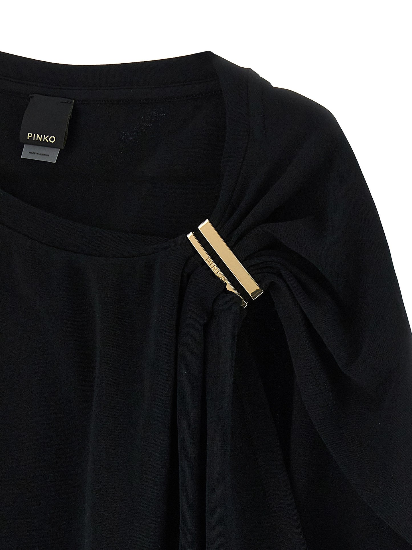 Tank Top by PINKO for women in stretch cotton black & gold showcases a meticulous silhouette, artfully finished with a meticulous and for a sophisticated, meticulous look.