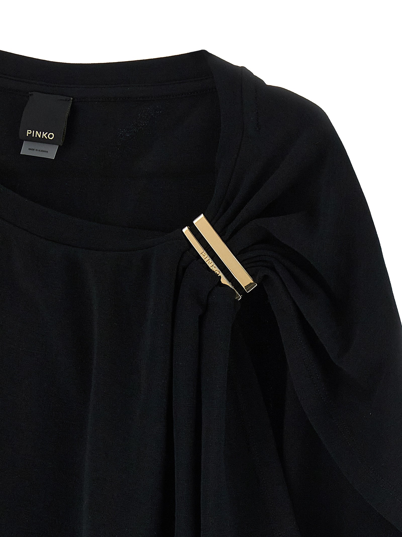 Tank Top by PINKO for women in stretch cotton black & gold showcases a meticulous silhouette, artfully finished with a meticulous and for a sophisticated, meticulous look.