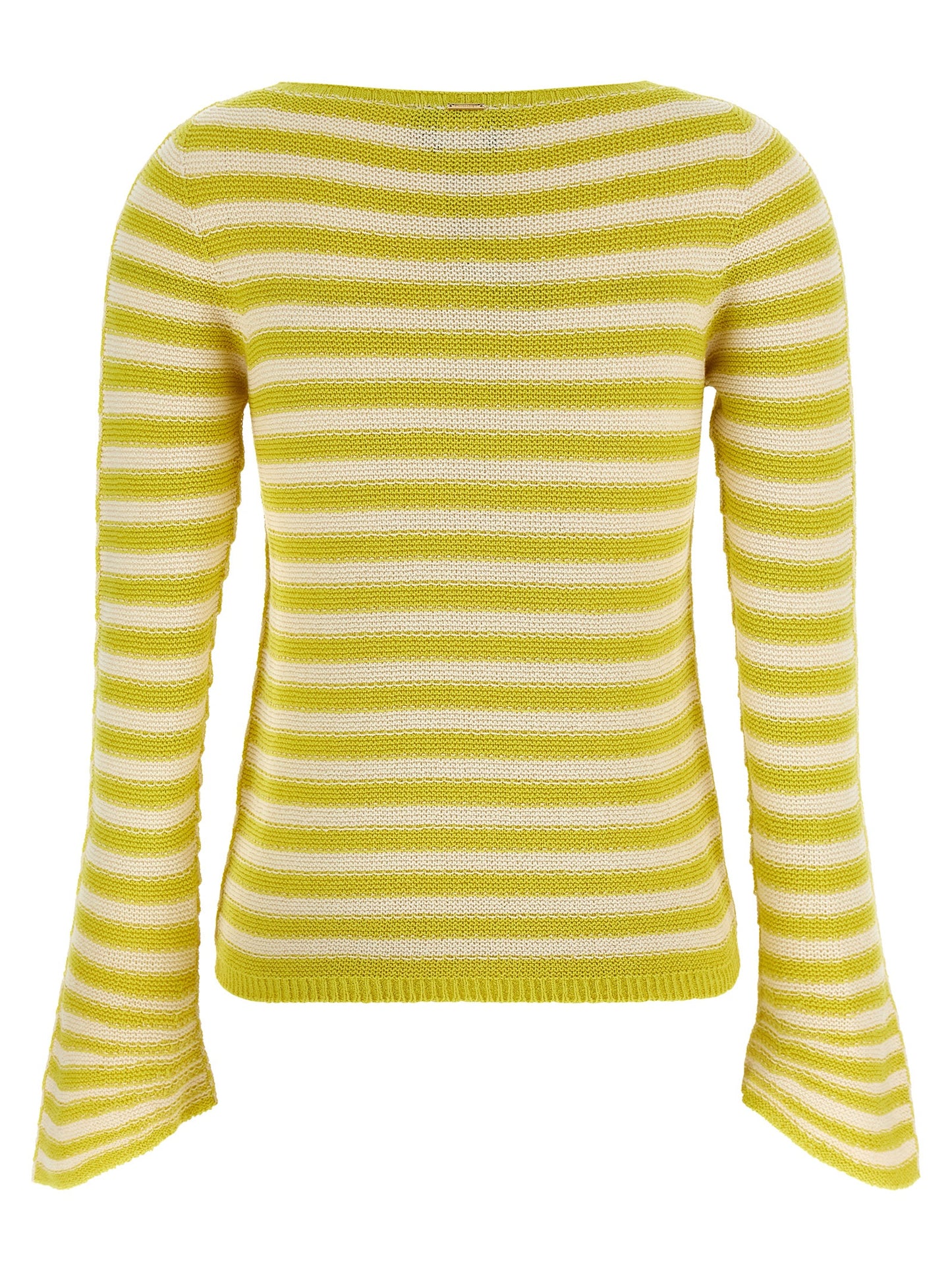 Cardigan by Twinset for women in plush cotton & polyamide bicolour, yellow & striped features an impeccable silhouette, showcasing a sophisticated crew neckline and detail for a truly impeccable finish.