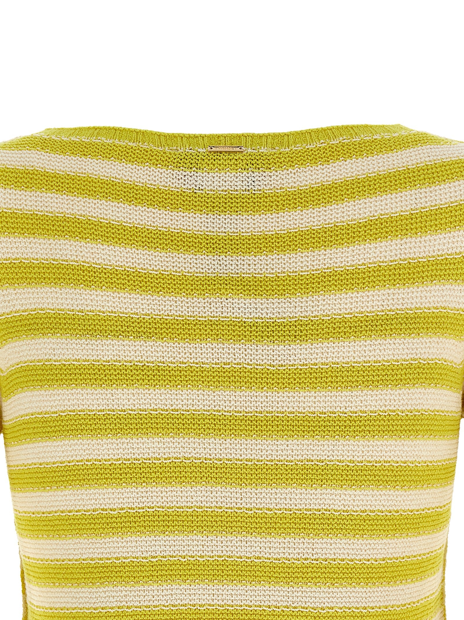 Cardigan by Twinset for women in plush cotton & polyamide bicolour, yellow & striped showcases a captivating silhouette, artfully detailed with a captivating and for a truly sophisticated captivating look.