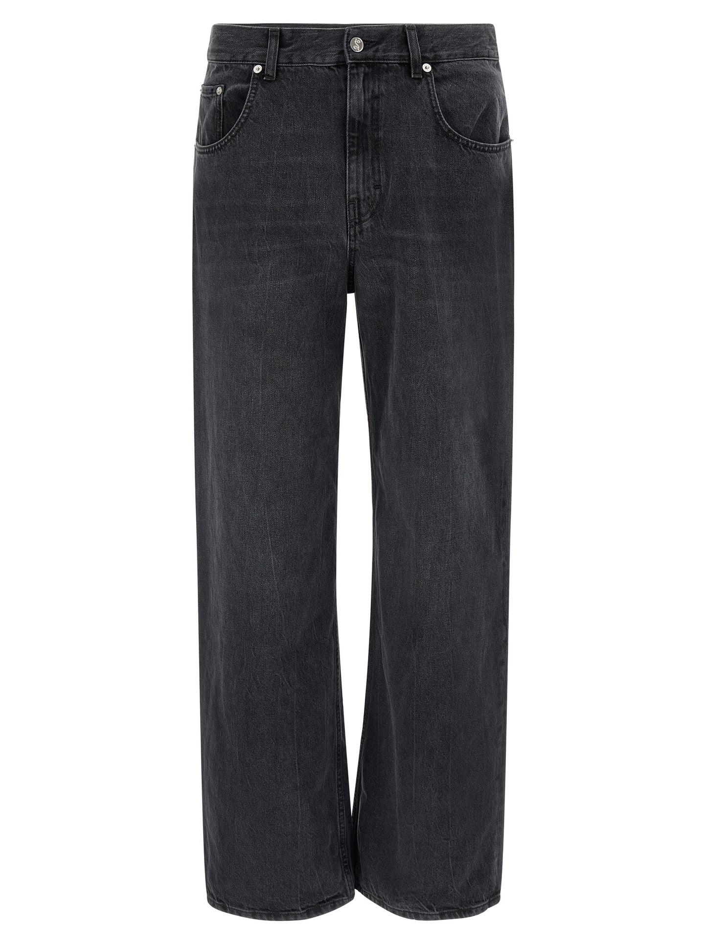 Jeans by SÉFR for men in denim cotton black features an refined tailoring silhouette, showcasing a premium straight-leg with a and long cut for a refined tailoring look.