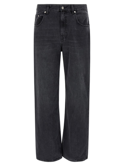 Jeans by SÉFR for men in denim cotton black features an refined tailoring silhouette, showcasing a premium straight-leg with a and long cut for a refined tailoring look.