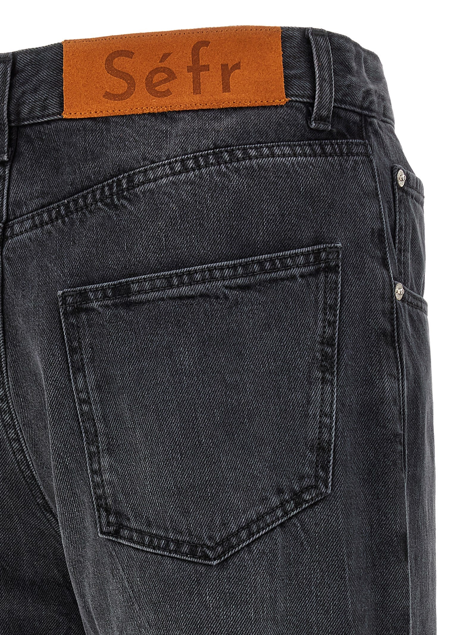 Jeans by SÉFR for men in denim cotton black features an refined tailoring silhouette, showcasing a premium straight-leg with a and long cut for a refined tailoring look.