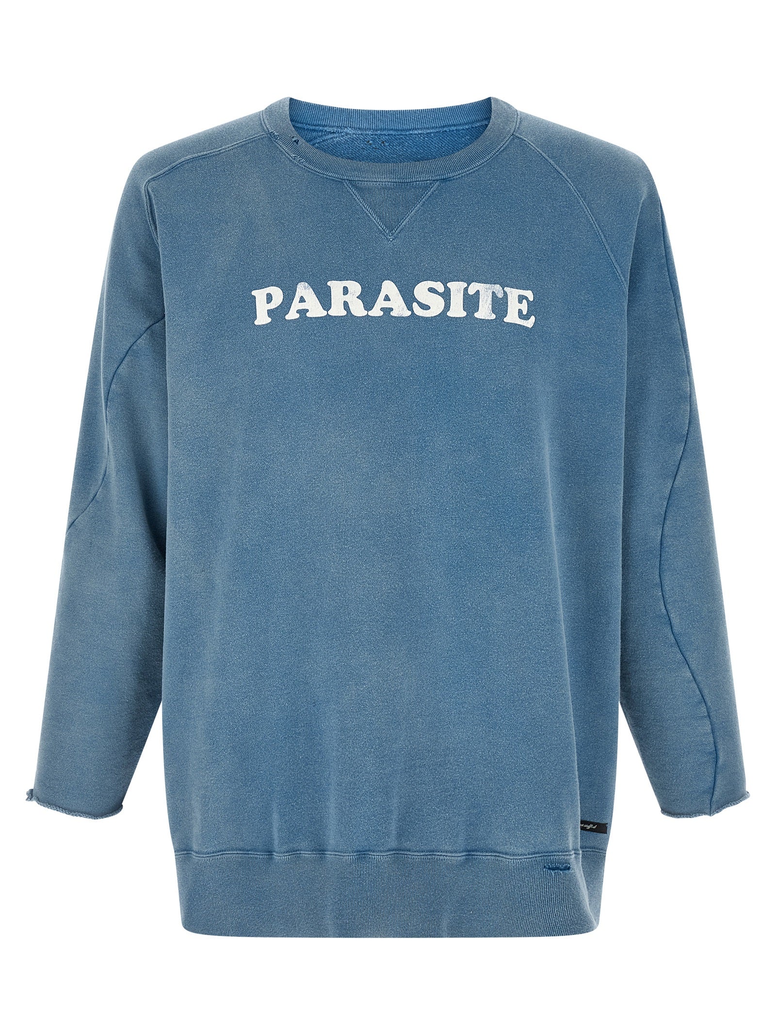 Sweatshirt by Undercover for men in cotton light-blue & print features an provocated silhouette, detailed with a provocated three-quarter-sleeve and a refined crew asymmetric neckline for a sophisticated aesthetic.