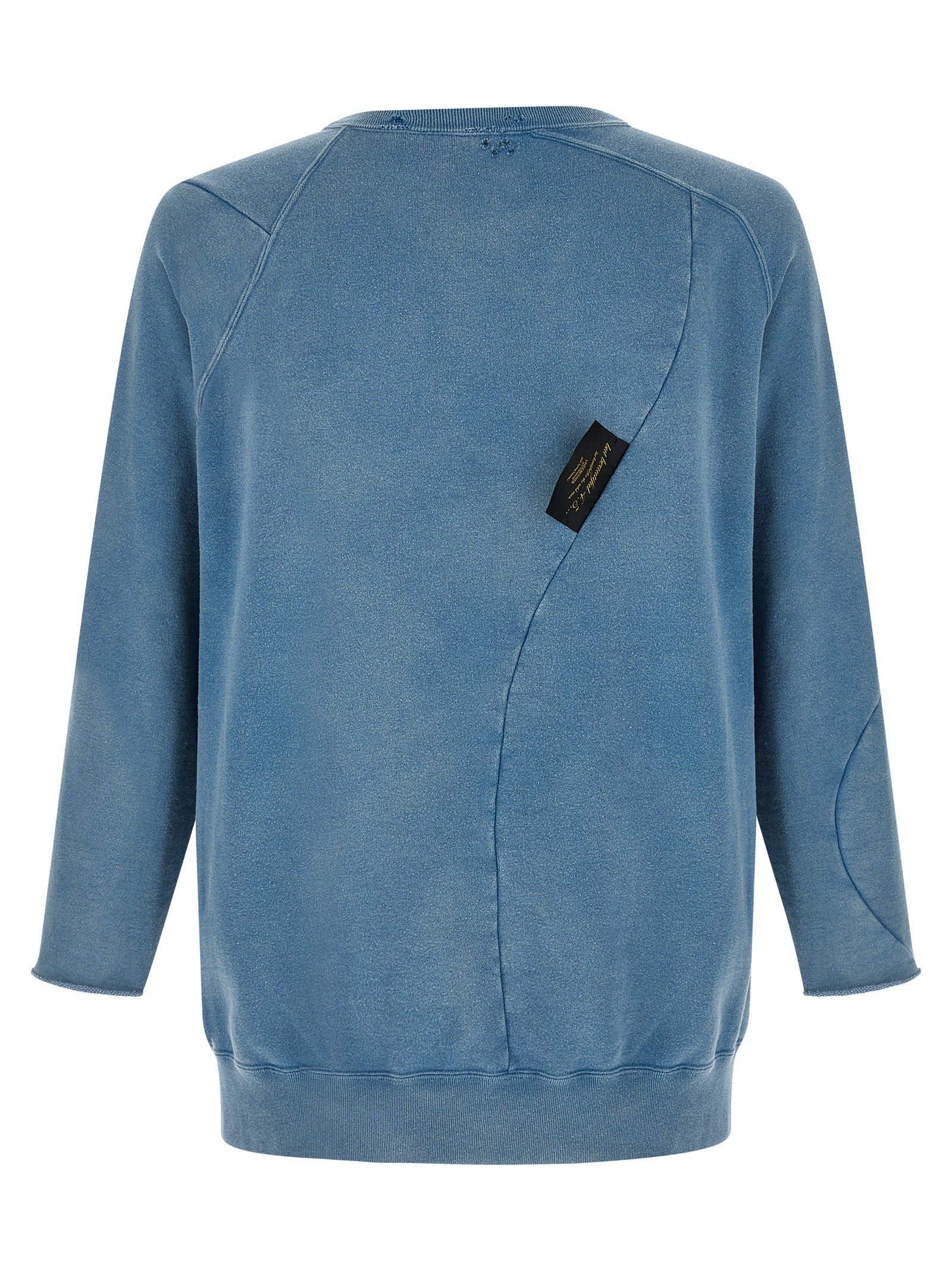 Sweatshirt by Undercover for men in cotton light-blue & print showcases a slouchy chic silhouette, artfully detailed with a slouchy chic crew asymmetric neckline and for a slouchy chic finish.