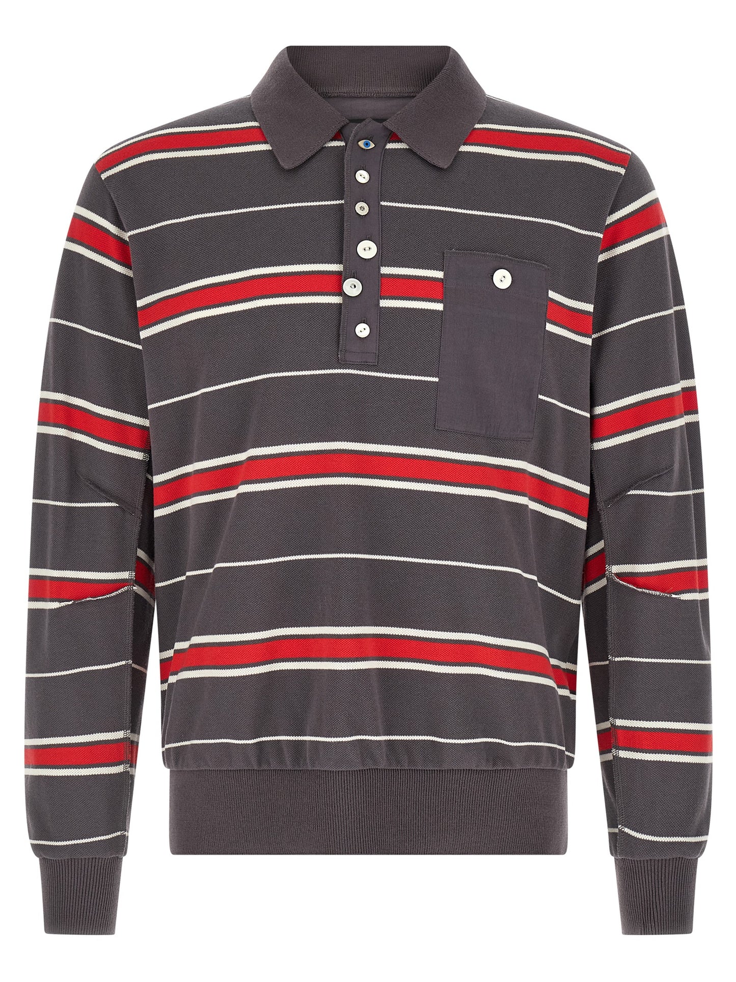 Polo Shirt by Undercover for men in cotton gray, light-grey & striped presents a sleek silhouette, featuring a refined and long-sleeve for a sleek finish.