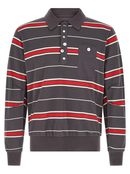 Polo Shirt by Undercover for men in cotton gray, light-grey & striped presents a sleek silhouette, featuring a refined and long-sleeve for a sleek finish.