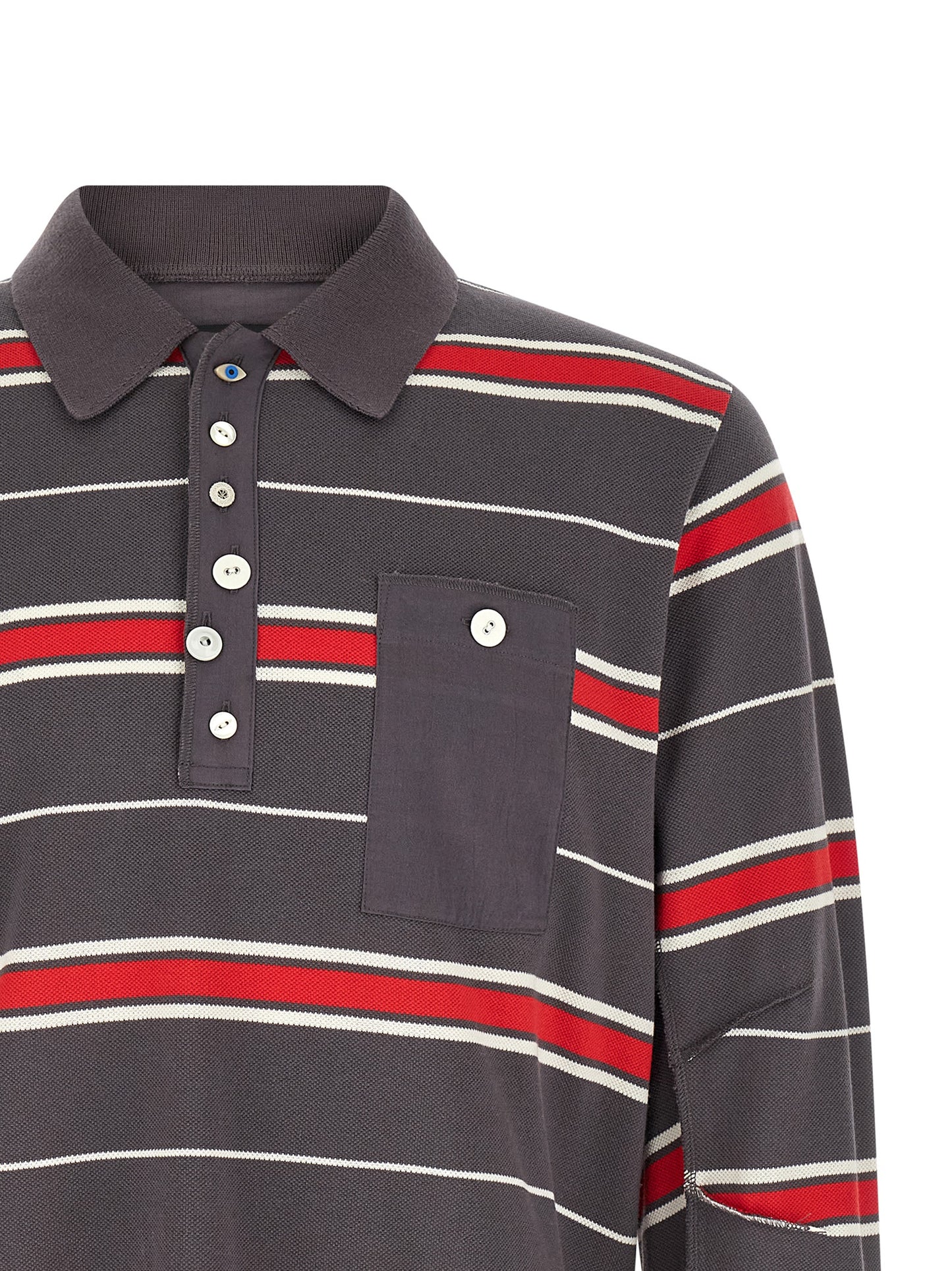 Polo Shirt by Undercover for men in cotton gray, light-grey & striped showcases a enviable silhouette, featuring a refined and for a enviable finish.